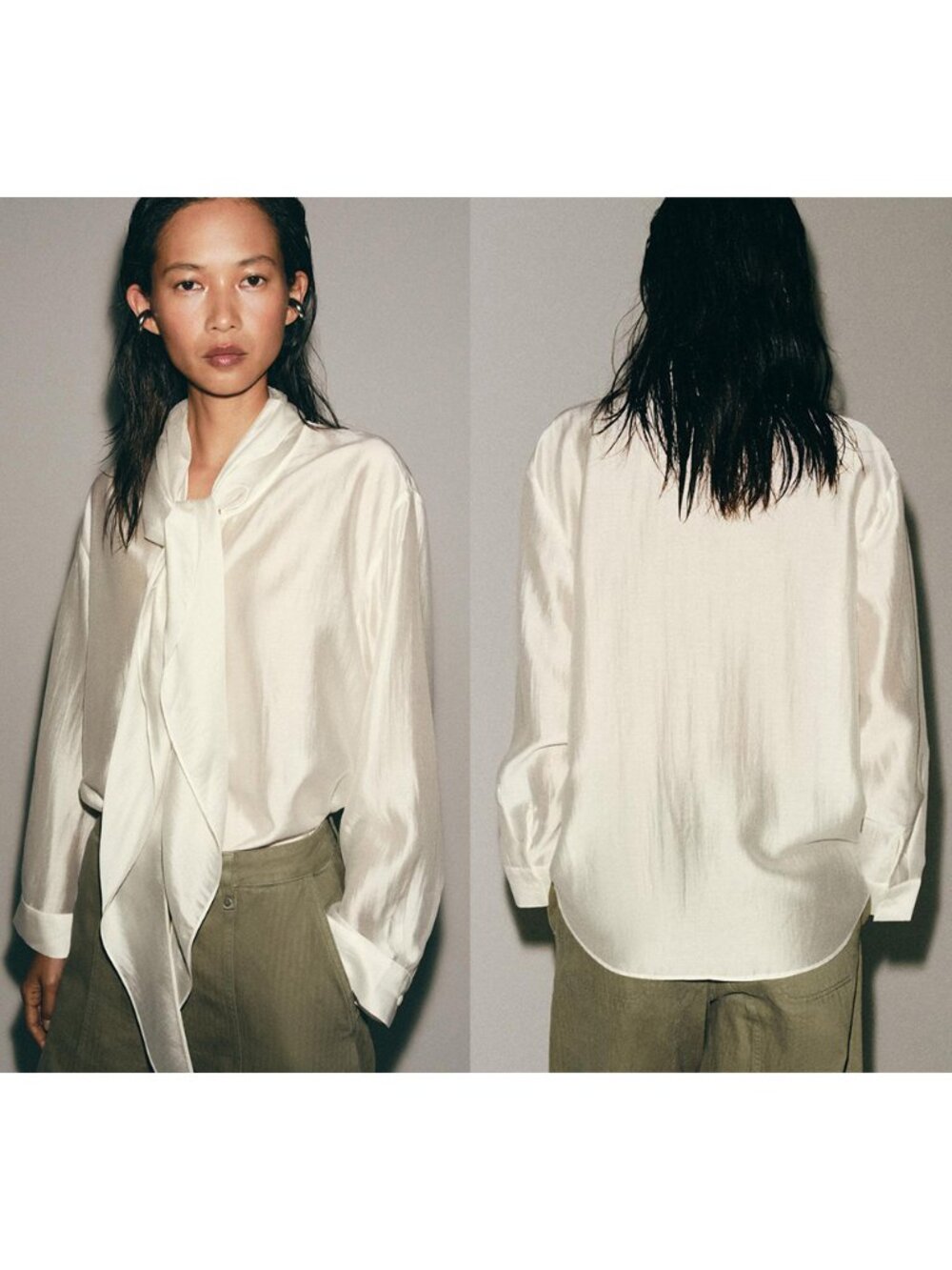 NEW ZARA flowy tie shirt 4786 size XS